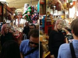 Shirley Manson visitó lugares tradicionales de Coyoacán, como el mercado y una mezcalería. FACEBOOK / Carlos Guerrero