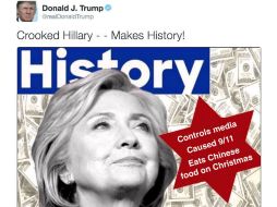 Tras la ola de críticas, Trump eliminó el tuit y lo sustituyó con un círculo rojo en lugar de la estrella. TWITTER / @DLin71