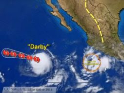 De acuerdo con el pronóstico, se espera que ''Darby'' alcance la categoría 2 de huracán en las próximas horas. YOUTUBE / smnmexico