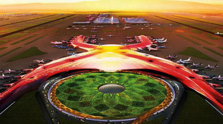 La terminal NAICM está concebida como una gran X, aludiendo al nombre de México. TWITTER / @NvoAeropuertoMX