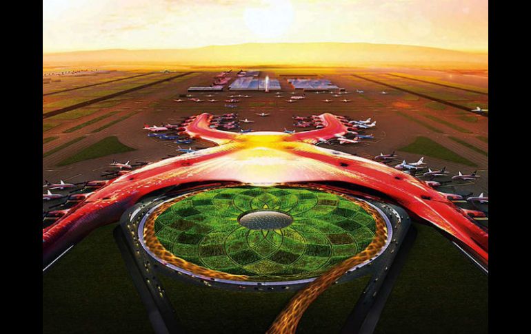 La terminal NAICM está concebida como una gran X, aludiendo al nombre de México. TWITTER / @NvoAeropuertoMX