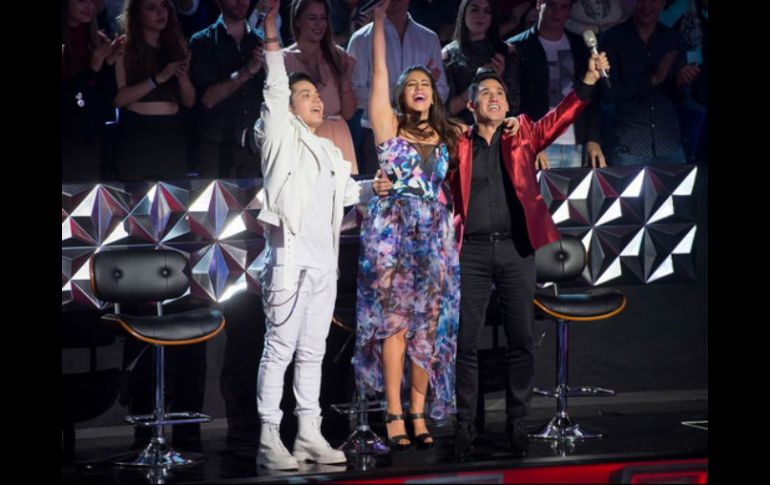 José Talamantes, Eddy Ray y Sofía Elena formaron el Top 3 del Equipo Trevi. ESPECIAL / La Voz... México