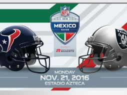 Houston  y Oakland jugarán en el estadio Azteca el 21 de noviembre; será el primer Mondad Night Football fuera de EU. ESPECIAL / nfl.com/mexico