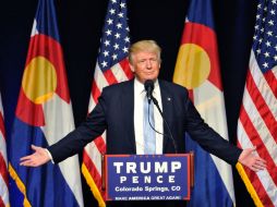 La superamos por millones en la televisión, afirmó Trump  durante una presentación de campaña en Colorado Springs. AFP / J. Connolly