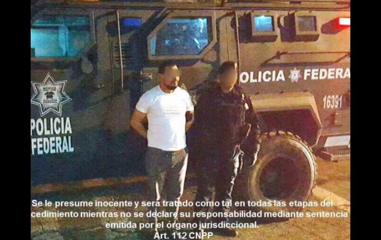 Al momento de su aprehensión no se realizaron disparos y estaba con otras tres personas a quienes les aseguraron armas y vehículos. ESPECIAL / Policía Federal
