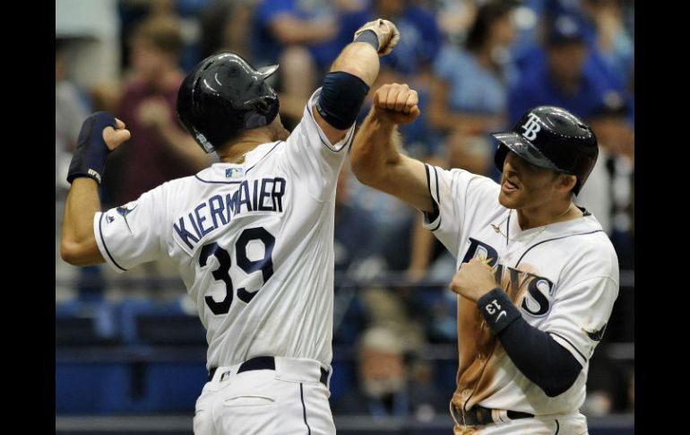 Las Mantarrayas de Tampa Bay ganaron por 3-2 ante los Reales de Kansas City. AP / S. Nesius