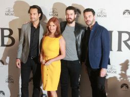Los actores, Rodrigo Santoro, Roma Downey, Jack Huston y Toby Kebbell se encuentran en la Ciudad de México para el estreno de la cinta. NTX / C. Pereda