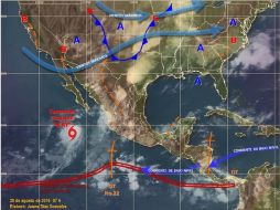 Se prevé que Kay continúe su desplazamiento paralelo a la costa oeste de la Península de Baja California, sin probabilidad de impacto. TWITTER / @conagua_clima