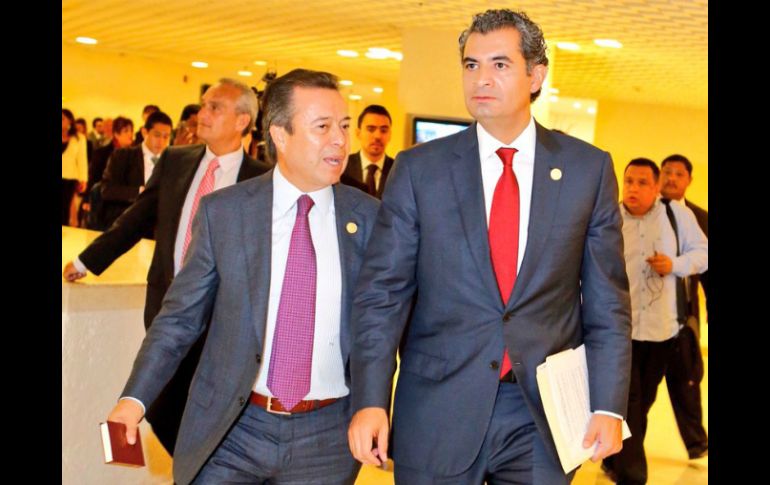 Enrique Ochoa Reza, a su llegada a la tercera Reunión Plenaria de los Diputados del PRI. TWITTER / @PRI_Nacional