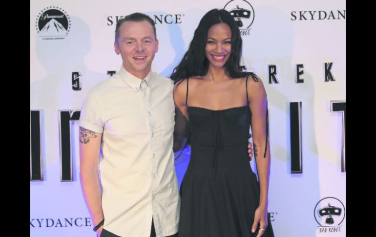 Estreno. Simon Pegg y Zoe Saldana durante la premier de la cinta en la Ciudad de México. EFE /