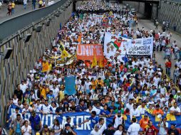 La marcha, a la que los opositores llaman 'Toma de Caracas', podría encontrarse con una contramarcha de chavistas. AFP / F. Parra