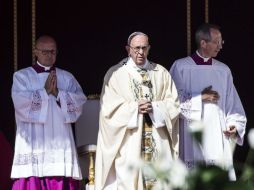 El Papa Francisco durante la misa, que se realizó en medio de fuertes operativos de seguridad. EFE / A. Carconi