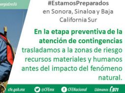 La CFE atenderá los daños. TWITTER / @CFEmx