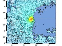 El epicentro fue localizado a 23 km al este de la ciudad de Nsunga, cerca del lago Victoria. EFE / USGS