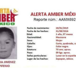 Activan Alerta Amber por niña sustraída en Zapopan