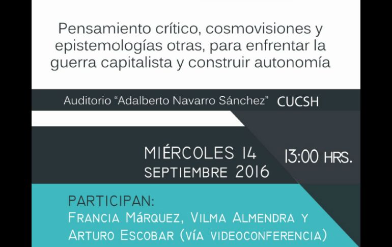 La primera actividad será el día miércoles 14 de septiembre a las 13:00 hrs en el Auditorio Adalberto Navarro Sánchez en el CUCSH. ESPECIAL /