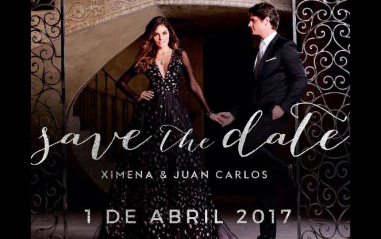 En la fotografía se lee: 'Save the date. Ximena & Juan Carlos. 1 de abril de 2017'. INSTAGRAM / @ximenaNR