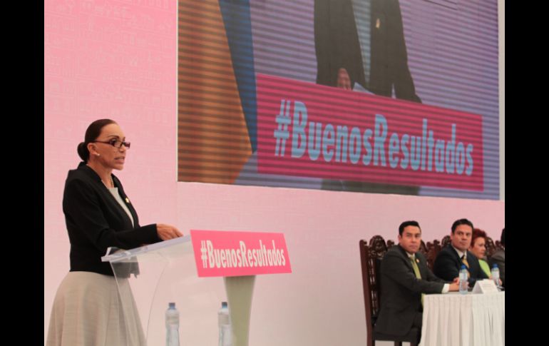 María Elena Limón, durante su discurso en su Primer Informe de Gobierno. EL INFORMADOR / F. Atilano