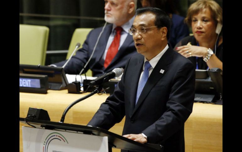 El primer ministro chino, Li Keqiang, durante su intervención en la sede de Naciones Unidas. EFE / P. Foley