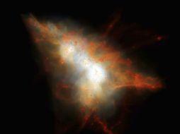 La LAB-1 fue descubierta en el año 2000 y está tan lejos que su luz ha tardado unos 11 mil 500 millones de años en llegar a la Tierra. EFE /