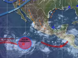El fenómeno climático se desplaza al noroeste y vientos máximos sostenidos de 25 kilómetros por hora. ESPECIAL / smn.cna.gob.mx
