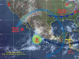 ''Roslyn'' avanza con vientos máximos sostenidos de 35 kilómetros por hora y rachas de hasta 45 kilómetros por hora. ESPECIAL / smn.cna.gob.mx