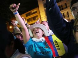 Tras el resultado del plebiscito realizado el día de hoy, donde el pueblo colombiano emitió su opinión sobre el Acuerdo Final de paz. AFP / M. TAMA