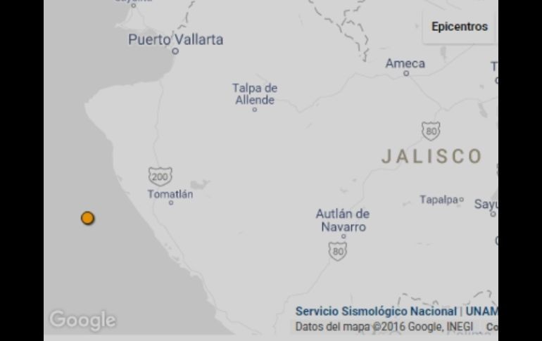 El epicentro del movimiento telúrico se ubicó a 95 km al suroeste del destino turístico. ESPECIAL / ssn.unam.mx