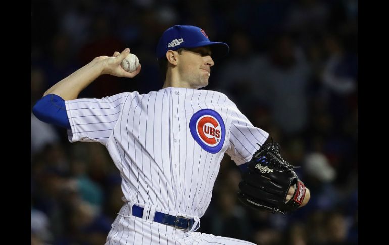 Kyle Hendricks, abridor derecho de los Cachorros, se convirtió en la estrella del encuentro. AFP / J. Daniel