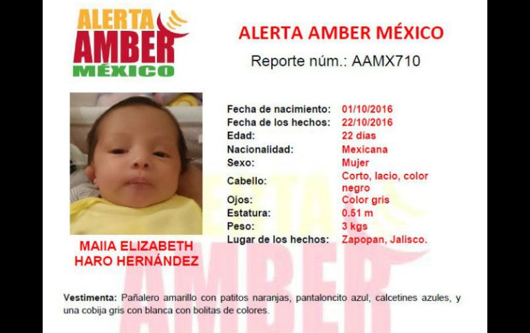 La menor se encuentra en buen estado de salud. Autoridades investigarán a fondo el caso. TWITTER / @FiscaliaJal