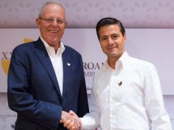 Pedro Pablo Kuczynski y Enrique Peña Nieto en el marco de la XXI Cumbre Iberoamericana. NTX / Presidencia