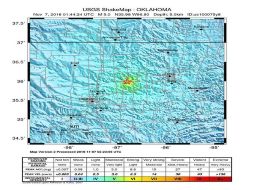La imagen del  Servicio Geológico de Estados Unidos  muestra el epicentro del sismo. AFP / ASGS