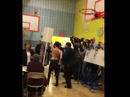 El candidato reoublicano no se encontraba aún presente en la protesta. TWITTER / @sharonclott