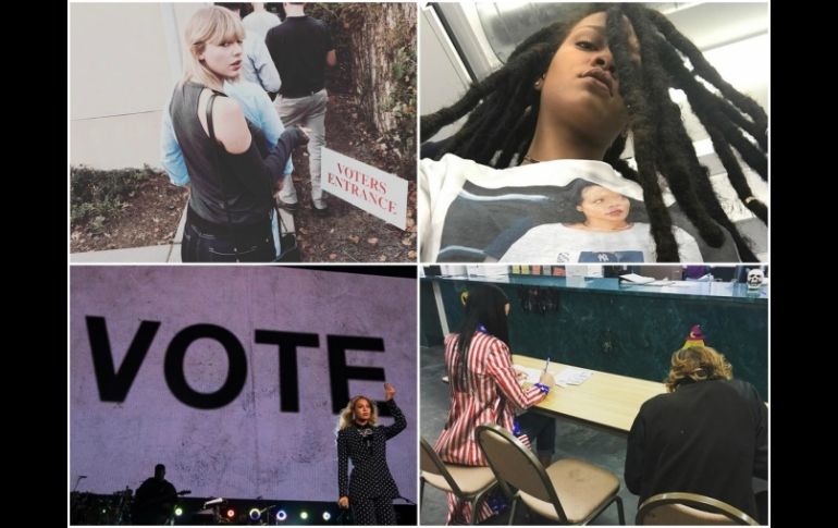 Taylor Swift, Rihanna, Beyoncé y Katty Perry subieron a sus redes sociales fotografías para promover el voto. INSTAGRAM /
