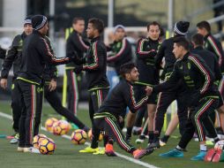 Carlos Vela, Giovani dos Santos, Jesús Corona, Andrés Guardado y Héctor Moreno, en la práctica de ayer en Columbus. MEXSPORT / J. Martínez
