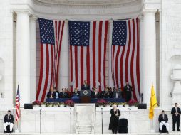 Para Obama, el instinto de Estados Unidos, que representan los veteranos de guerra, es encontrar fortaleza” en el credo común. AP / C. Kaster