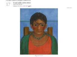 La casa de subastas dice que el cuadro perteneció a una amiga de la pintora mexicana y de su marido, Diego Rivera. ESPECIAL / sothebys.com