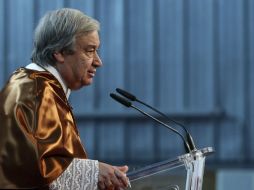Guterres es investido este día como doctor honoris causa por la Universidad Europea de Madrid. EFE / J. Guillén