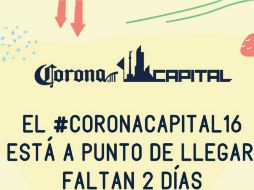 El Corona Capital se llevará a cabo el 19 y 20 de noviembre. TWITTER / @CoronaCapital