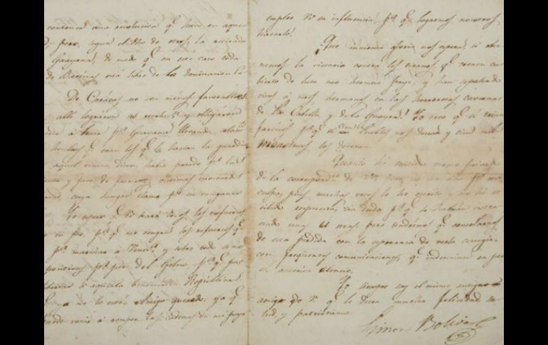 Según la casa Doyle, Bolívar escribió esta carta tras ganar la batalla de Cúcuta. ESPECIAL / doyle.com