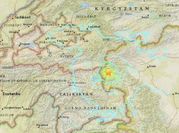 El epicentro del fenómeno tuvo lugar a las 11:24 horas GMT en la zona que bordea al lago Karakul. ESPECIAL / earthquake.usgs.gov