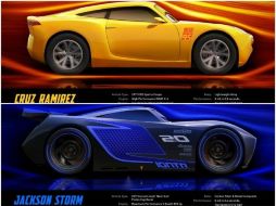 'Cruz Ramírez' y 'Jackson Storm' son los nuevos personajes de la nueva cinta animada. TWITTER / @DisneyPixar