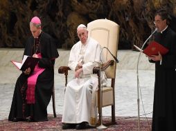 El papa Francisco durante su tradicional audiencia general de los miércoles en la sala Nervi del Vaticano. EFE / C. Peri