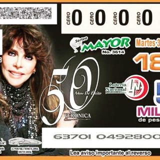 Verónica Castro aparece en billete de la Lotería Nacional