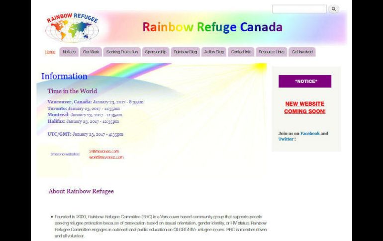 'Rainbow Refugees NL', disponible en árabe, inglés, farsi y francés, ofrece contactos útiles a aquellos que solicitan asilo.  / www.rainbowrefugee.ca/
