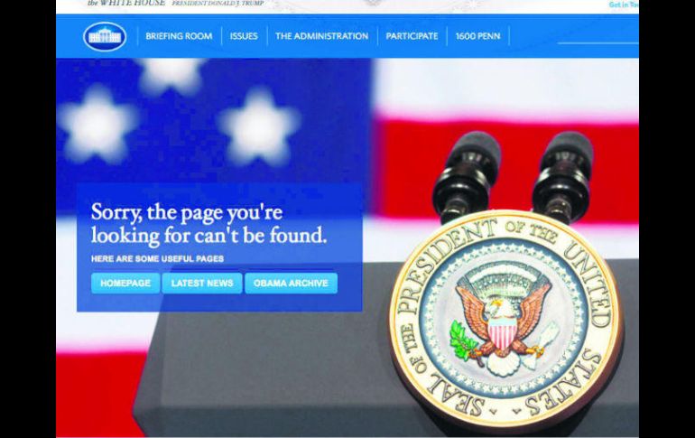 Cancelada. Imagen donde se muestra que no se puede cargar la página de la Casa Blanca en idioma español. EL INFORMADOR /
