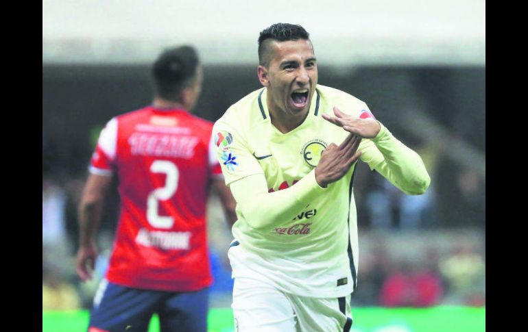 Cecilio Domínguez requirió de 61 minutos para anotar su primer gol enfundado en la playera del América. EFE / J. Méndez