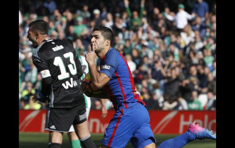 Suárez logra la única marcación del partido para el conjunto dirigido por Luis Enrique. EFE / J. Muñoz