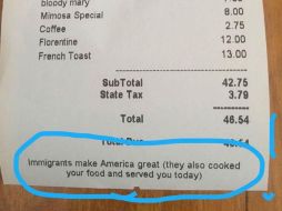 Fue una periodista de la cadena NBC, que almorzó en este local el pasado domingo, quien propagó la noticia. TWITTER / @MaryEmilyOHara
