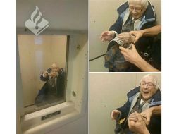 En las imágenes, Annie se ve con las esposas, dentro de una celda, y con una gran sonrisa en el rostro. FACEBOOK / Politie Nijmegen-Zuid